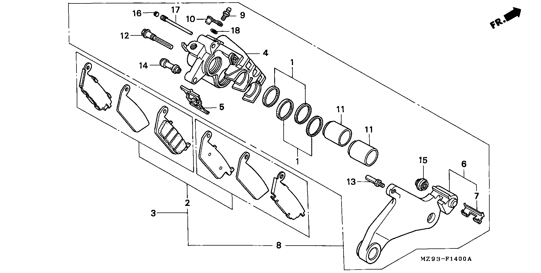 Parts fiche Brake Caliper Rear ST1100