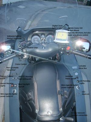 Riders view of the ST1100 The whole set up!